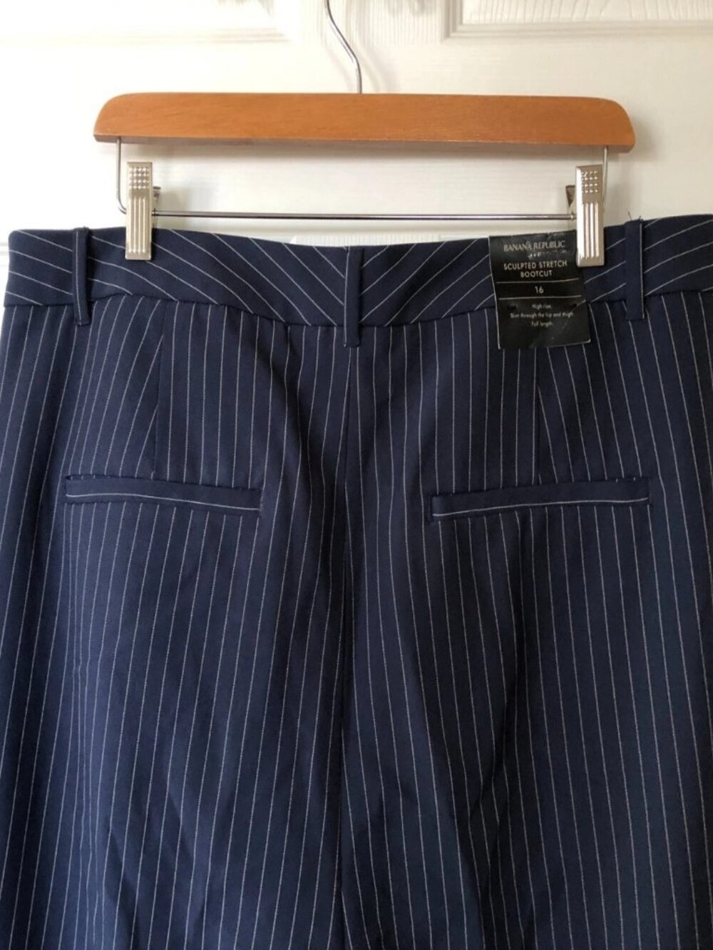 Banana Republic Blue Stripe Bootcut Fit Dress Pants Work Trousers Womens Size 16 - Picture 7 of 11